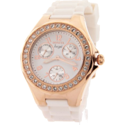 Invicta Women's 1646 Angel Collection Rose Gold-Tone Large Crystal Bezel White Polyurethane Watch - Watches - $69.95 