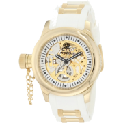 Invicta Women's 1822 Russian Diver Mechanical Gold Tone Skelton Dial White Polyurethane Watch - Watches - $166.65 