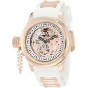 Invicta Women's 1823 Russian Diver Mechanical Rose Gold Tone Skelton Dial White Polyurethane Watch - Watches - $197.50 