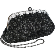 Irridescent Dazzling Sequins Beading Soft Clutch Evening Bag Purse Handbag with 2 Detachable Shoulder Chains Black - Clutch bags - $29.50 