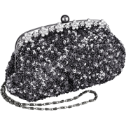Irridescent Dazzling Sequins Beading Soft Clutch Evening Bag Purse Handbag with 2 Detachable Shoulder Chains Gray - Clutch bags - $29.50 