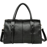 JAZZELLE Designer Inspired Classic Black Double Top Handle Top Closure Office Tote Shoulder Bag Purse Bowling Satchel Handbag - Hand bag - $29.99 