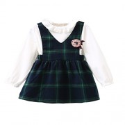 JIANLANPTT Autumn Vintage Plaid Princess Baby Girl Winter Long Sleeve Dresses - Dresses - $14.99 