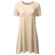 JJ Perfection Women's Casual Short Sleeve Loose Fit Swing T-Shirt Tunic Dress - Dresses - $15.99 