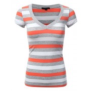 JJ Perfection Women's Casual Striped Short Sleeve V-Neck T-Shirt - Košulje - kratke - $12.99  ~ 82,52kn