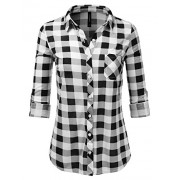 JJ Perfection Womens Long Sleeve Collared Button Down Plaid Flannel Shirt - Košulje - kratke - $15.99  ~ 101,58kn