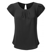 JJ Perfection Women's Petal Short Sleeve Texture Woven Blouse - Košulje - kratke - $15.99  ~ 101,58kn