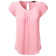 JJ Perfection Women's Petal Short Sleeve Woven Blouse - Košulje - kratke - $15.99  ~ 101,58kn