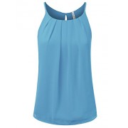 JJ Perfection Women's Round Neck Front Pleated Chiffon Cami Tank Top - Košulje - kratke - $15.99  ~ 101,58kn