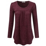 JJ Perfection Women's Round Neck Long Sleeve Pleated Blouse T-Shirt Top - Košulje - kratke - $17.99  ~ 114,28kn