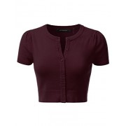 JJ Perfection Women's Round Neck Short Sleeve Button Down Bolero Cropped Cardigan - Košulje - kratke - $15.99  ~ 101,58kn