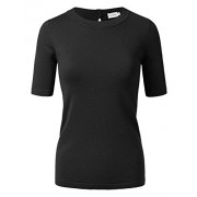 JJ Perfection Women's Short Sleeve Back Keyhole Closure Knitted Sweater Top - Košulje - kratke - $19.99  ~ 126,99kn