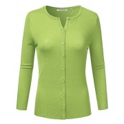 JJ Perfection Women's Solid 3/4 Sleeve Crew Neck Basic Button Down Cardigan - Košulje - kratke - $17.99  ~ 114,28kn