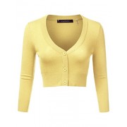 JJ Perfection Women's Solid Woven Button Down 3/4 Sleeve Cropped Cardigan - Košulje - kratke - $17.99  ~ 114,28kn