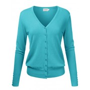 JJ Perfection Women's V-Neck Button Down Long Sleeve Knit Cardigan Sweater - Košulje - kratke - $14.49  ~ 92,05kn