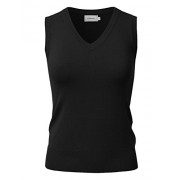 JJ Perfection Women's V-Neck Sleeveless Pullover Knit Sweater Vest - Camisa - curtas - $15.99  ~ 13.73€