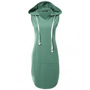 JayJay Casual Active V-Neck Pullover Lightweight Jersey Sleeveless Hoodie Midi Dress With Kangaroo Pocket - Camisa - curtas - $26.99  ~ 23.18€