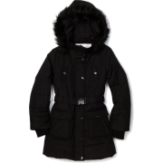 Jessica Simpson Coats Girls 7-16 Long Quilted Belted Jacket Black - Jacket - coats - $64.79 