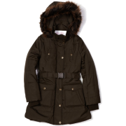 Jessica Simpson Coats Girls 7-16 Long Quilted Belted Jacket Olive - Jacket - coats - $64.79 