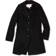 Jessica Simpson Coats Girls 7-16 Rosette Collar Coat Black - Jacket - coats - $39.50 
