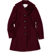 Jessica Simpson Coats Girls 7-16 Rosette Collar Coat Maroon - Jacket - coats - $39.50 