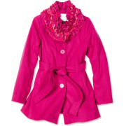 Jessica Simpson Coats Girls 7-16 Ruffle Collar Coat Hot Pink - Jacket - coats - $39.50 