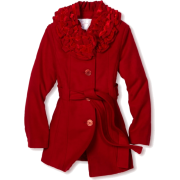 Jessica Simpson Coats Girls 7-16 Ruffle Collar Coat Lipstick - Jacket - coats - $39.50 