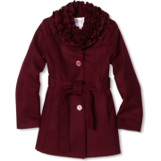 Jessica Simpson Coats Girls 7-16 Ruffle Collar Coat Maroon - Jacket - coats - $39.50 