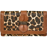 Jessica Simpson Women's Emma Double Sided Clutch Small Leather Walnut Multicolored Leopard Cheetah PVC - Bolsas com uma fivela - $44.95  ~ 38.61€