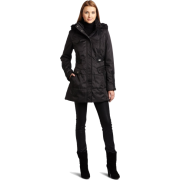 Jessica Simpson Women's Hooded Faux Fur Trim Coat Black - Jacket - coats - $88.99 
