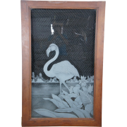 Jorge Rodriguez Etched Flamingo ArtGlass - Items - 
