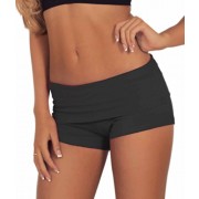 Juniors Comfortable and Active Fitted Foldover Gym Workout Cotton Short Shorts Black L - Shorts - $14.99 