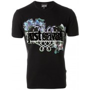 Just Cavalli Men's Flocked Logo T-Shirt With Floral-Snake Print - Košulje - kratke - $185.00  ~ 1.175,23kn