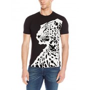Just Cavalli Men's Large Leopard Short Sleeve T-Shirt, Black, Small - Shirts - $119.04 
