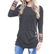 KILIG Long Sleeve Tunic For Women O-Neck Patchwork Casual Loose Blouse Button Side Tunic Tops - Košulje - kratke - $25.99  ~ 165,10kn