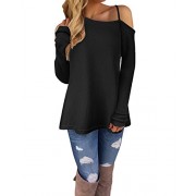 KILIG Women's Long Sleeve Cold Shoulder Knitted Sweater Split Tunic Tops - Košulje - kratke - $48.00  ~ 304,92kn