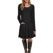 KILIG Women's Long Sleeve Pocket Casual Loose Tunic T-Shirt Dress - Dresses - $28.99 