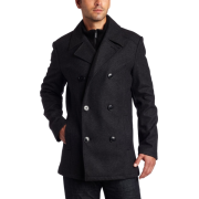 Kenneth Cole Reaction Men's Melton Peacoat With Bib Charcoal - Jacket - coats - $87.99 