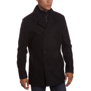 Kenneth Cole Reaction Men's Melton Peacoat With Bib Navy - Jacket - coats - $87.99 