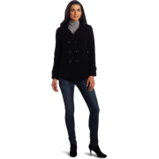 Kenneth Cole Reaction Women's Double Breasted Hooded Pea Coat Black - Jacket - coats - $145.00 