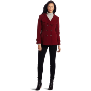Kenneth Cole Reaction Women's Double Breasted Hooded Pea Coat Garnet - Jacket - coats - $145.00 