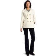 Kenneth Cole Reaction Women's Double Breasted Hooded Pea Coat Winter White - Jacket - coats - $145.00 