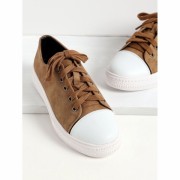 Khaki Lace Up PU Low Top Sneakers - Shoes - $52.00 
