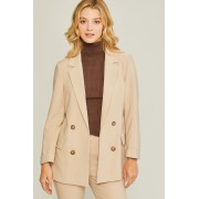 Khaki Woven Solid Vertigo Blazer - Jacket - coats - $49.50 