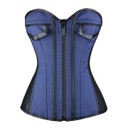 Killreal Women's Fashion Denim Jeans Steampunk Bustier Corset Top with Zipper - Underwear - $17.99 