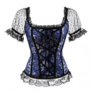 Killreal Women's Gothic Steampunk Brocade Corset Top with Short Sleeves - Нижнее белье - $19.99  ~ 17.17€