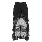 Killreal Women's High Waist Victorian Steampunk Gothic Hi Low Skirt - Skirts - $14.99 