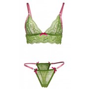 Killreal Women's Sexy 2 Piece Floral Lace Lingerie Sheer Bra Top and Panty Set - アンダーウェア - $7.69  ~ ¥865