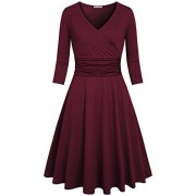 Kimmery Women's Cross V Neck 3/4 Sleeve Fit Flare Empire Waist Dress - Dresses - $28.99  ~ £22.03