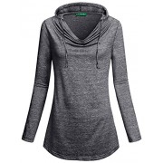 Kimmery Womens Long Sleeve Cowl Collar Fold Basic Pullover T-Shirt Hoodies Sweatshirt Tops - Shirts - $45.99 